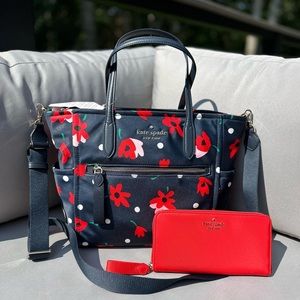 Kate Spade Chelsea Whimsy Floral Med Satchel w/ Kade Spade Continental Wallet